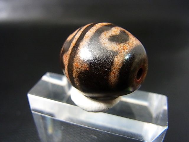 画像: ヴィンテージ：赤「虎牙蓮花」西蔵（チベット）天珠 約23×19.5×19mm