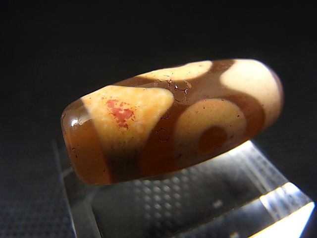 画像: 「三眼」（赤朱砂入り）現代天珠 直径約12×28mm