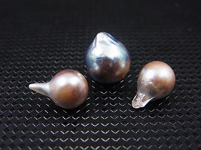 画像1: ベトナム・ニャチャン産バロックパール（黒蝶貝＆アコヤ貝/穴開け無し） 3点セット