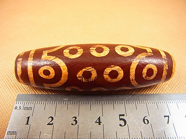 画像: 「二十一眼」（ドラゴンライン入り）老礦（ろうこう）現代天珠 直径約20.5×72mm
