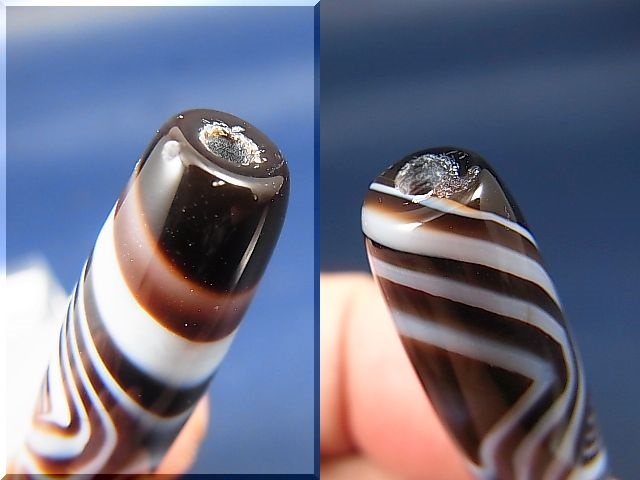 画像: ボツワナ産ピクチャーアゲート現代天珠 直径約12×50mm