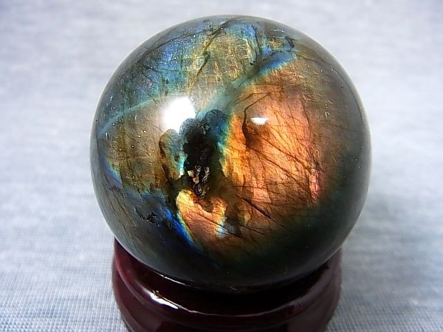 画像: マダガスカル産ラブラドライトSA丸玉（ピンク/ブルーマトリクス） 52mm