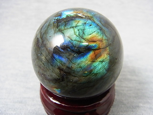 画像: マダガスカル産ラブラドライトSA丸玉（ピンク/ブルーマトリクス） 52mm