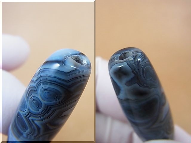 画像: ボツワナ産ピクチャーアゲート現代天珠（自然多眼） 直径約13×43mm